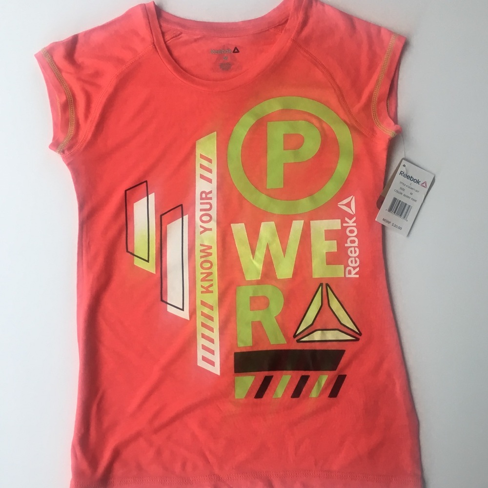 3 For $25 NWT Girl’s L Fitted Reebok Athletic Tee Power Graphic T-shirt